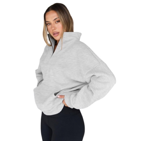 Gray Quarter Half Zip Pullover - Picture 2 of 6